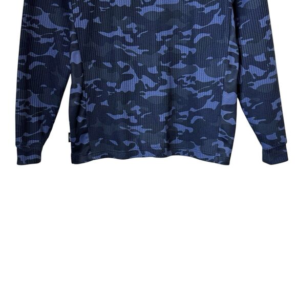 Straight Down Mens Size Small Blue Camo Waffle Knit 1/4 Zip Golf Pullover - Picture 4 of 13